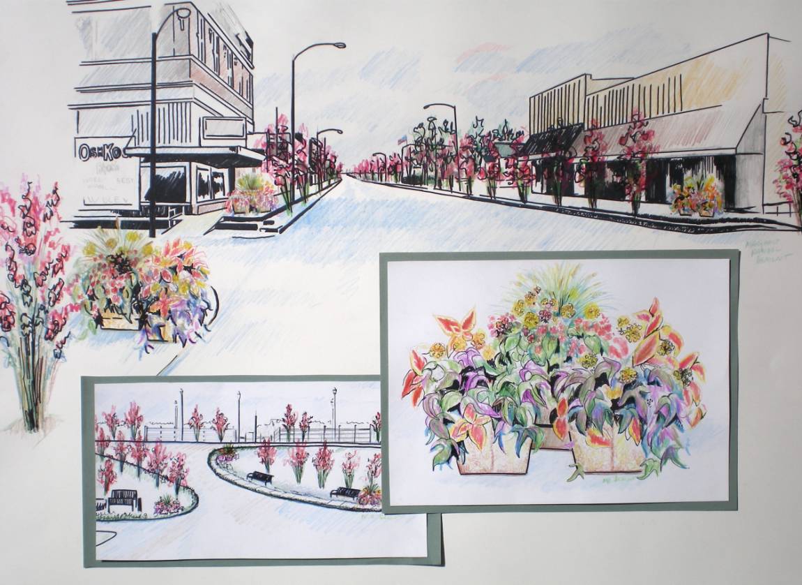Downtown New Madrid Drawing